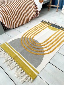 Tufted Yellow And Grey Rug