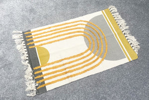 Tufted Yellow And Grey Rug